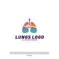 Medical Lungs logo design concept.Health Lungs logo template vector. Lungs Pulse Icon symbol Royalty Free Stock Photo