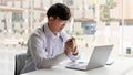 Medical, a male doctor attending online meeting pointing at the pill bottle to explain the pillÃ¢â¬â¢s properties Royalty Free Stock Photo