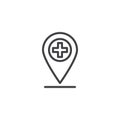 Medical Map Marker line icon Royalty Free Stock Photo