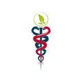 Medical marijuana plant caduceus concept symbol Royalty Free Stock Photo