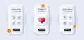 Medical mask, Cpu processor and Settings blueprint line icons pack. For web app. 3d phone mockups. Vector