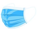 Medical mask, disposable face mask, doctor mask in blue illustration graphic. from the left side