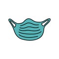 Medical mask doodle icon, vector color illustration Royalty Free Stock Photo