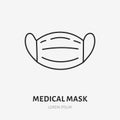 Medical mask doodle line icon. Vector thin outline illustration of coronavirus protective equipment. Black color linear