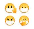 Medical mask emoticons. Vector icon for coronavirus. Smileys for social media chat