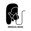 medical mask icon, black vector sign with editable strokes, concept illustration Royalty Free Stock Photo