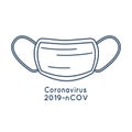 Medical mask outline icon in trendy blue color. Coronavirus 2019-nCov protection. Part of medical uniform. Vector illustration. Royalty Free Stock Photo