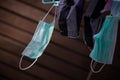 Medical mask prepared to reuse by hanging in sunlight for drying after washing