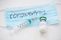 Medical mask and syringe and needles a Coronavirus infection and protection concept