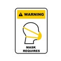 Medical mask wearing is a must information plate, warning sign face mask required Royalty Free Stock Photo