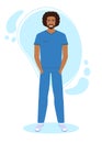 Medical Men Character in Standing Pose. Doctor or nurse cartoon character. Medical staff. Royalty Free Stock Photo