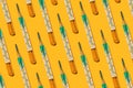 Medical mercury thermometers pattern close-up, flat lay