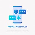 Medical messenger gradient flat icon: chat with doctor. Modern vector illustration Royalty Free Stock Photo