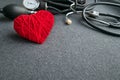 Medical mockup flat lay. White notebook, Red thread heart with t