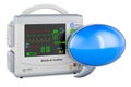 Medical monitor with speech bubble, 3D rendering