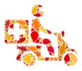 Medical Motorbike Autumn Composition Icon with Fall Leaves