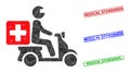 Medical Motorbike Polygonal Icon and Scratched Medical Standards Simple Seals