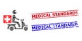 Medical Motorbike Star Mosaic and Medical Standards Scratched Rubber Stamps