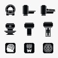 Medical MRI scanner diagnostic. Vector icons