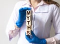 Medical myths concept. Inscription, word about fakes and misinformation about health Royalty Free Stock Photo