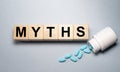 Medical myths concept. Inscription, word about fakes and misinformation about health Royalty Free Stock Photo