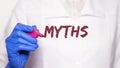 Medical myths concept. Inscription, word about fakes and misinformation about health Royalty Free Stock Photo