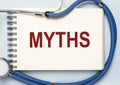 Medical myths concept. Inscription, word about fakes and misinformation about health Royalty Free Stock Photo