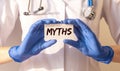 Medical myths concept. Inscription, word about fakes and misinformation about health Royalty Free Stock Photo
