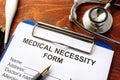 Medical Necessity form. Royalty Free Stock Photo