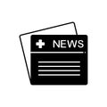 Black solid icon for Medical news, publication and message