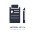 medical notes of a list paper on a clipboard icon on white background. Simple element illustration from Medical concept