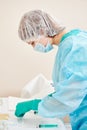 Medical nurse assists at surgeon operation Royalty Free Stock Photo