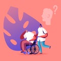 Medical Nurse Pushing Wheelchair with Senior Man Having Memory Problems, Dementia or Alzheimer Disease