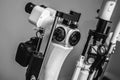 Medical optometrist equipment used for eye exams Royalty Free Stock Photo