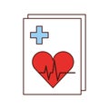 Medical order with cardiology test document icon