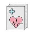 Medical order with cardiology test document icon