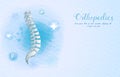 Medical orthopedic watercolor background. Treatment for orthopedics traumatology of spine bones and joints injury.