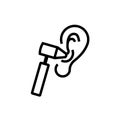 Medical otoscope and ear line icon. Clipart image