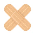 A medical patch. Two plasters glued crosswise. The concept of first aid.