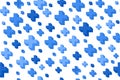 Medical pattern with abstract pluses. Vector healthcare background with blue crosses. 3d math symbol texture. Seamless