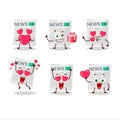 Newspaper cartoon character with love cute emoticon