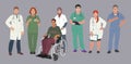 Medical people. Doctors and nurses portraits, team of doctors concept, medical office or laboratory. Modern flat vector