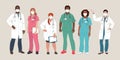 Medical People. Doctors and Nurses Wearing Face Mask, team of doctors concept, medical office or laboratory. Modern flat vector Royalty Free Stock Photo