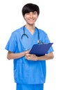 Medical person with clipboard