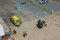 Medical personnel closing the ambulance doors preparing to take a cruise ship passenger to the hospital for a medical emergency