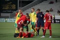 medical personnel FC Rubin assists injured player Royalty Free Stock Photo