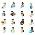 Medical personnel icons set, isometric style Royalty Free Stock Photo