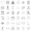 Medical pharmaceutical icons set, outline style