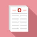 Medical pharmacist papers icon, flat style