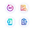 Medical phone, Document and 360 degrees icons set. Rfp sign. Vector